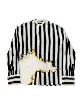 Haider Ackermann SS2017 Striped Flame Print Silk Shirt